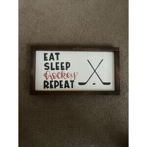 Eat Sleep Hockey Repeat - Decorative WOOD Wall Art